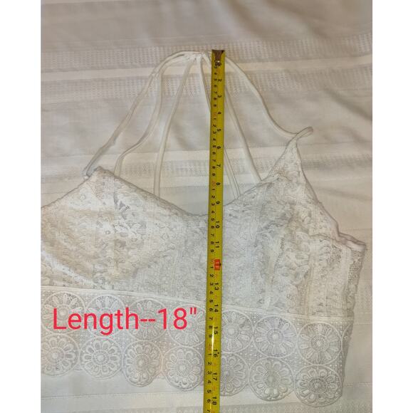 Charlotte Russe Y2K White Crop Top Lace Halter Strappy Boho Festival Hippie - Picture 14 of 16